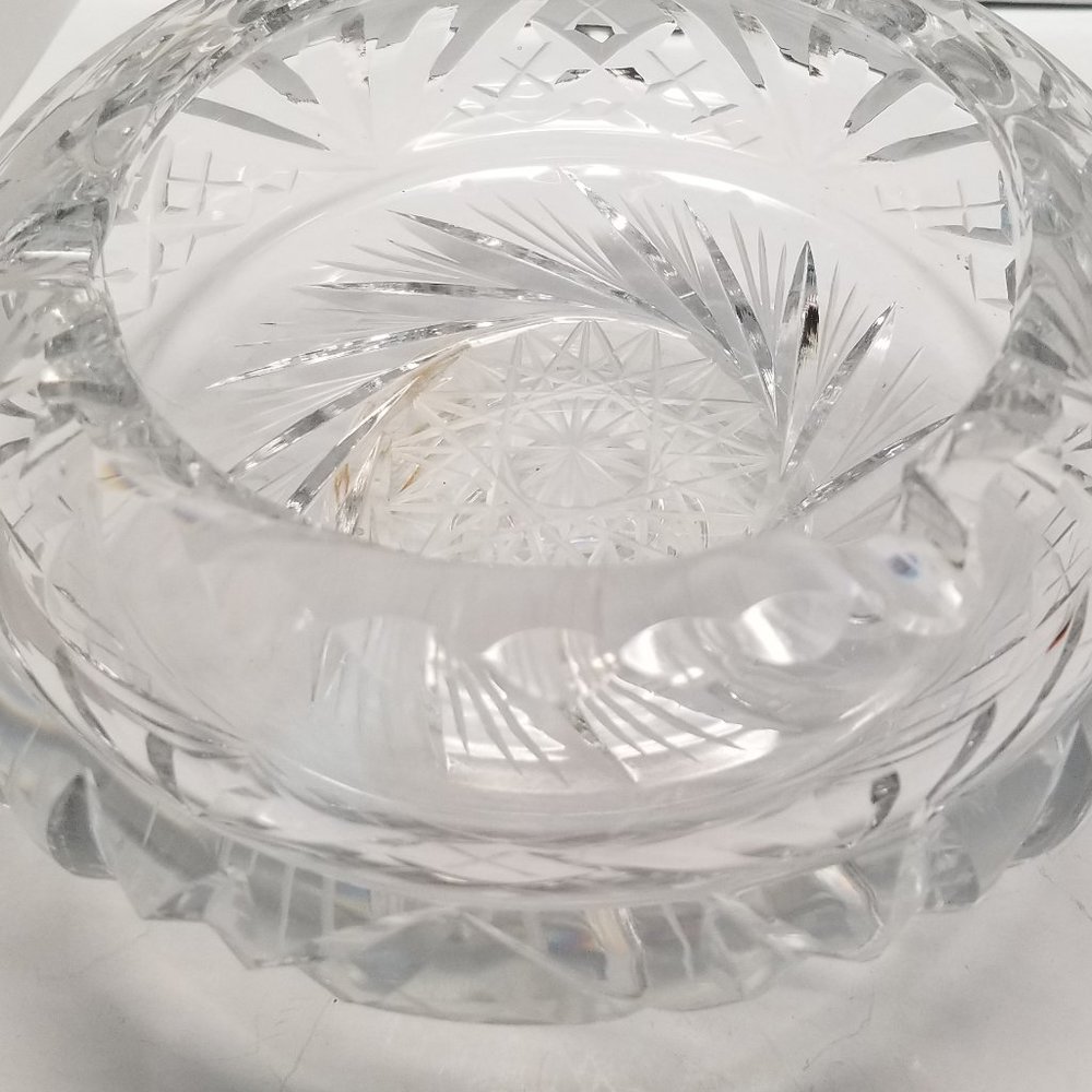 Boeheim Cut Crystal Heavy Ashtray Pinwheel Design RTL Czechoslovakia - Picture 8 of 12
